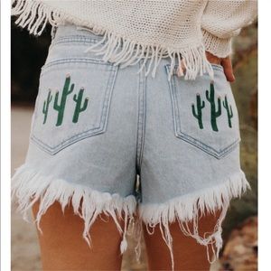 Show Me Your Mumu Cactus Jean Shorts Wyoming